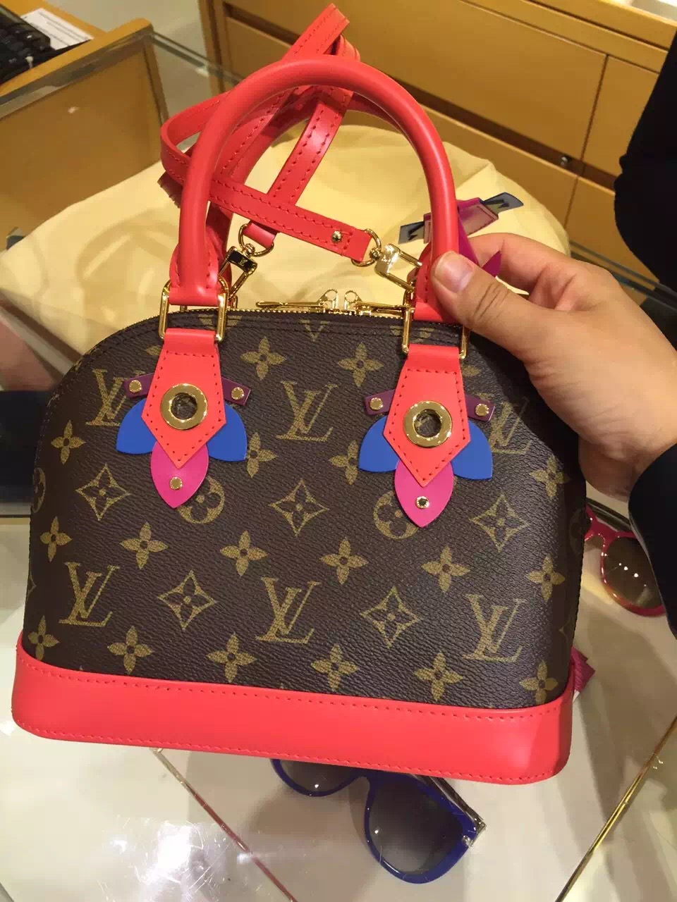 Real Louis Vuitton Alma BB Totem Bag M41659 Flamingo